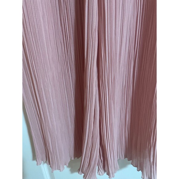 ZARA Women's Micro Pleated Wide Leg Chiffon Pull-On Pants size M NWOT Mauve Pink - Picture 3 of 10